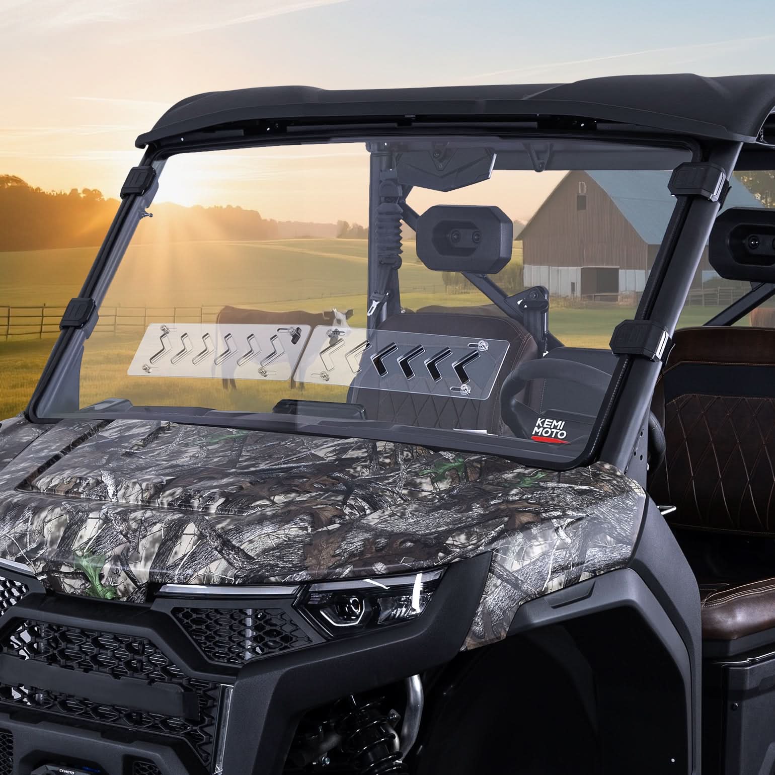 2-in-1 Vented Front Windshield for CFMOTO UFORCE U10 Pro|XL - Kemimoto