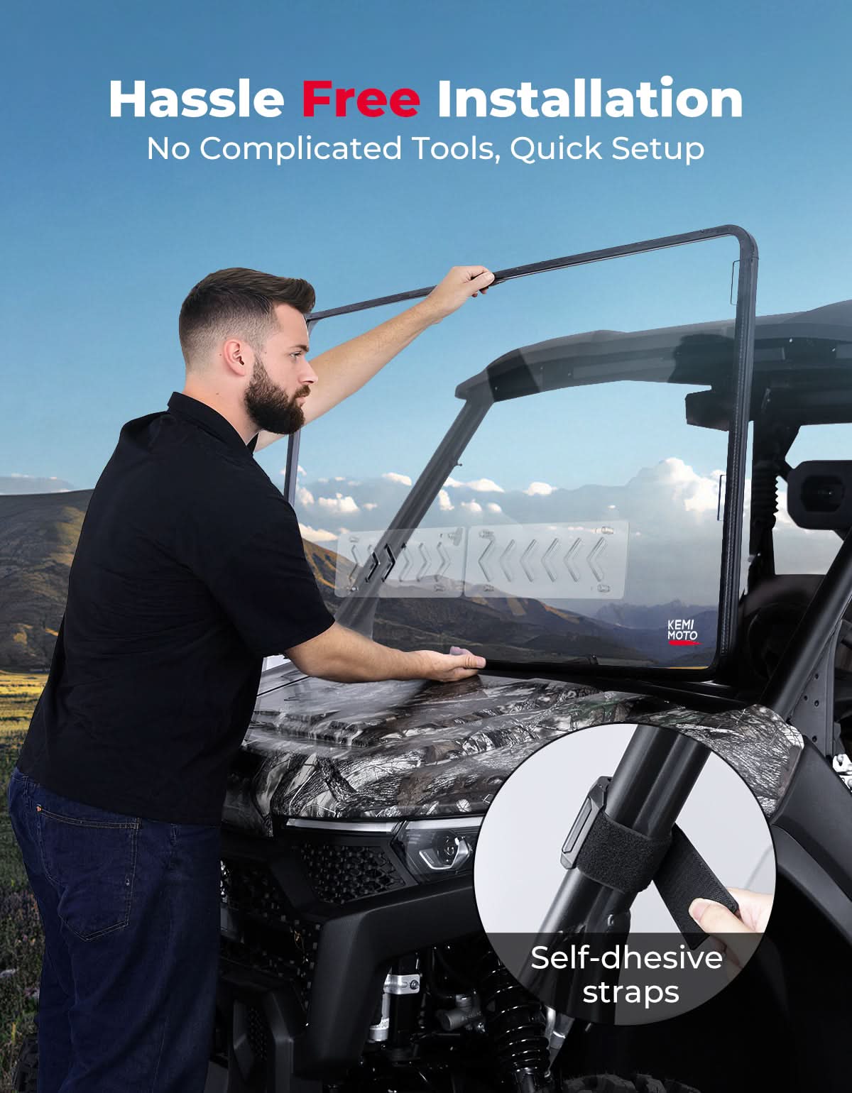 2-in-1 Vented Front Windshield for CFMOTO UFORCE U10 Pro|XL - Kemimoto