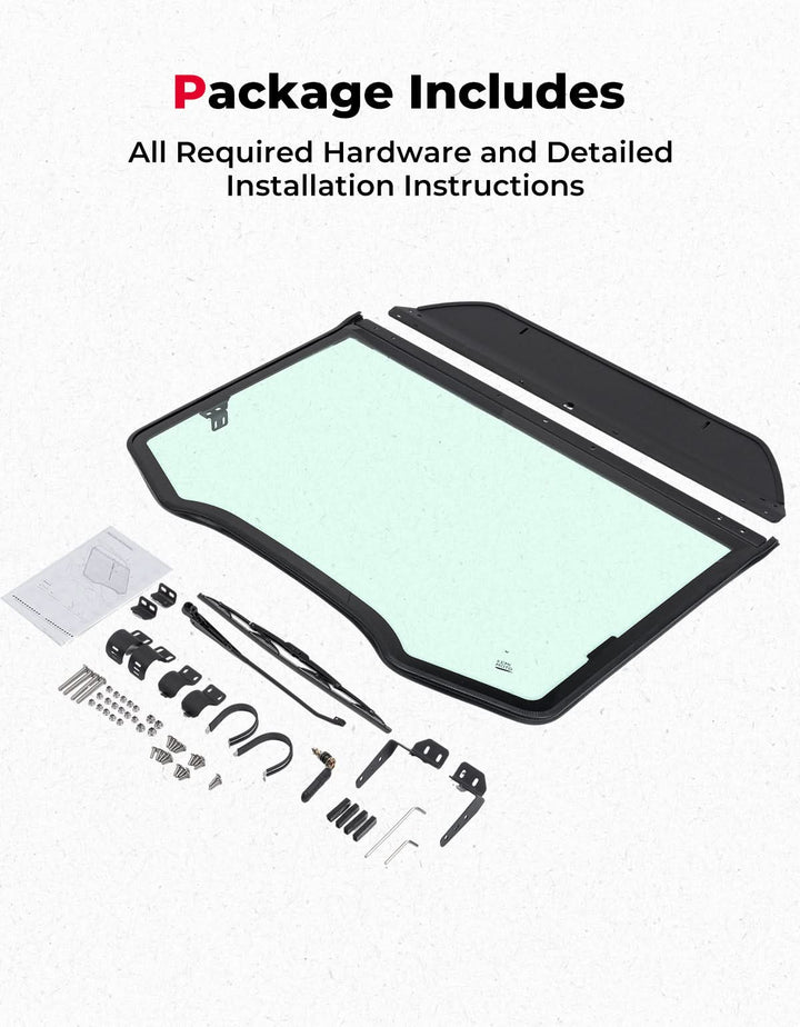DOT Approved Full Glass Windshield for Can-Am Maverick R / RS / Max 2024–2026 with Wiper