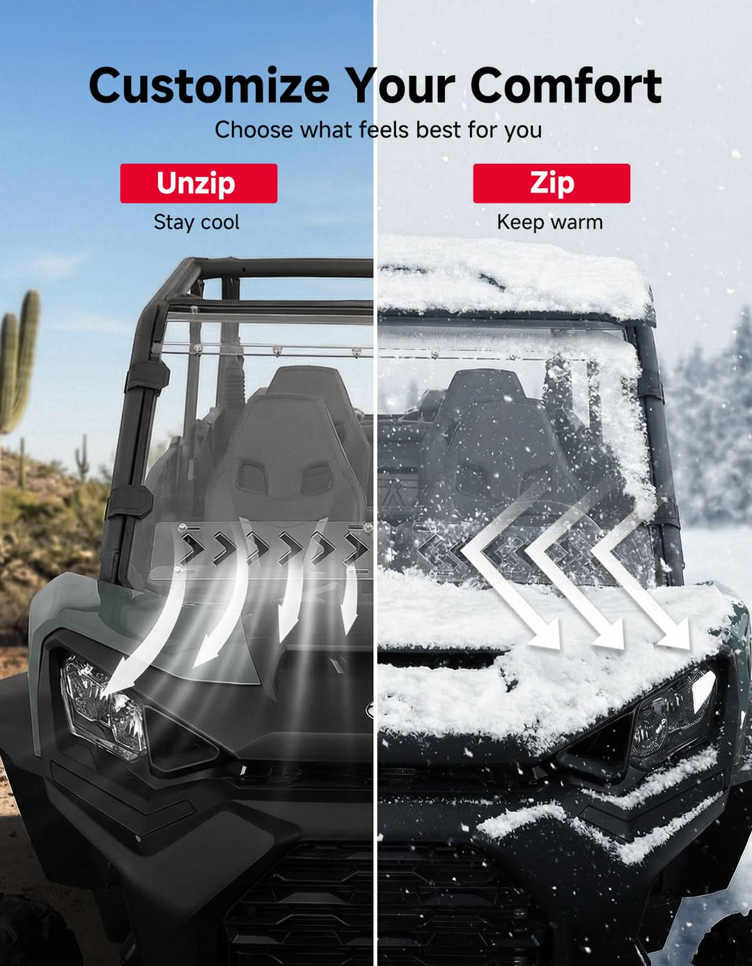 Vented Full Windshield For Can-Am Commander Maverick Sport Trail  (2018–2026) - Kemimoto