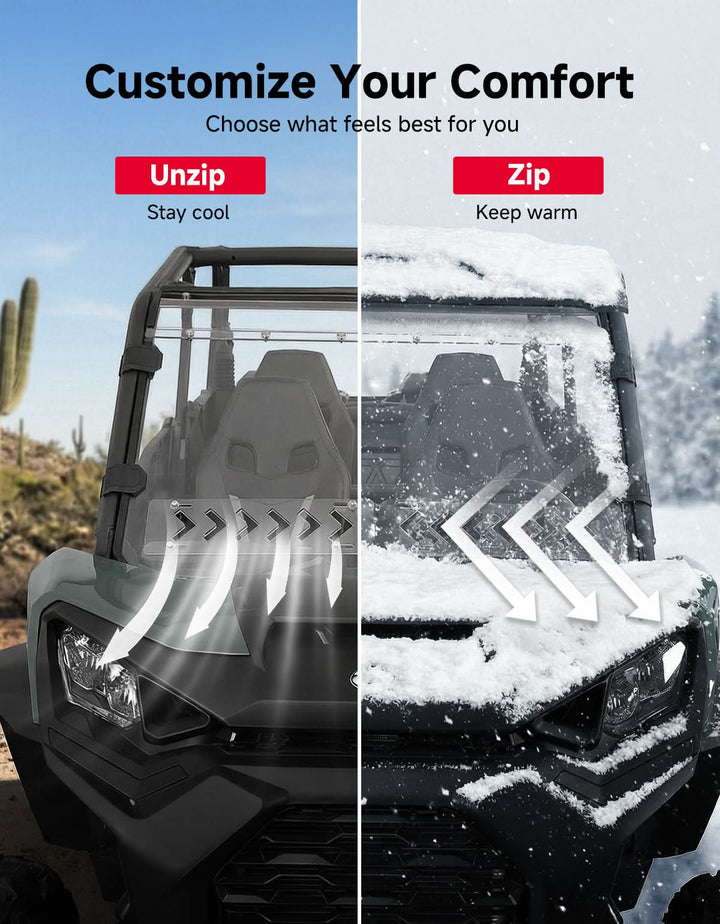 Vented Full Windshield For Can-Am Commander Maverick Sport Trail  (2018–2026) - Kemimoto