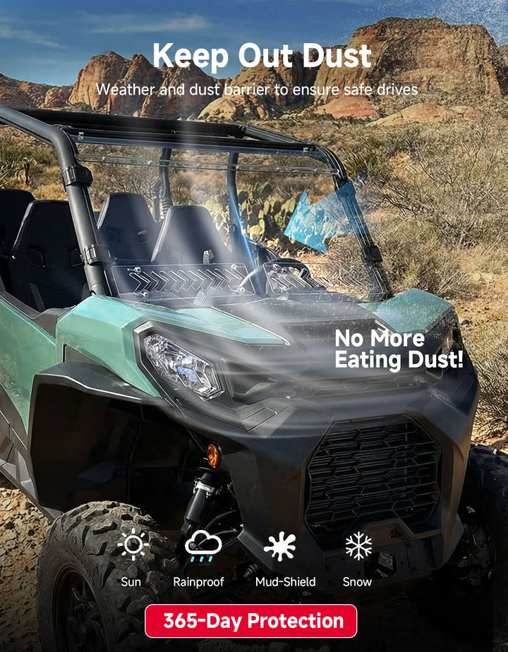Vented Full Windshield For Can-Am Commander Maverick Sport Trail  (2018–2026) - Kemimoto