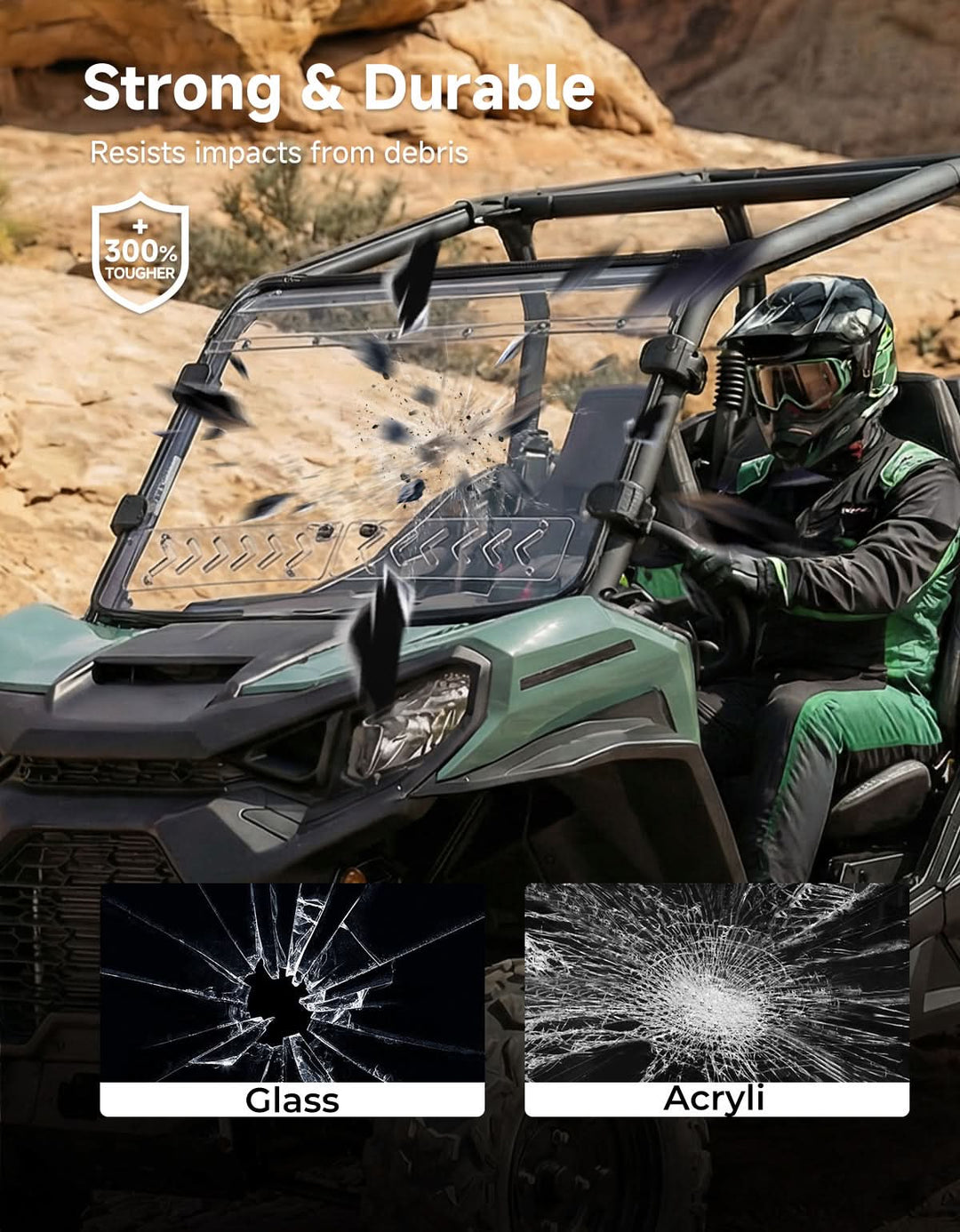 Vented Full Windshield For Can-Am Commander Maverick Sport Trail  (2018–2026) - Kemimoto