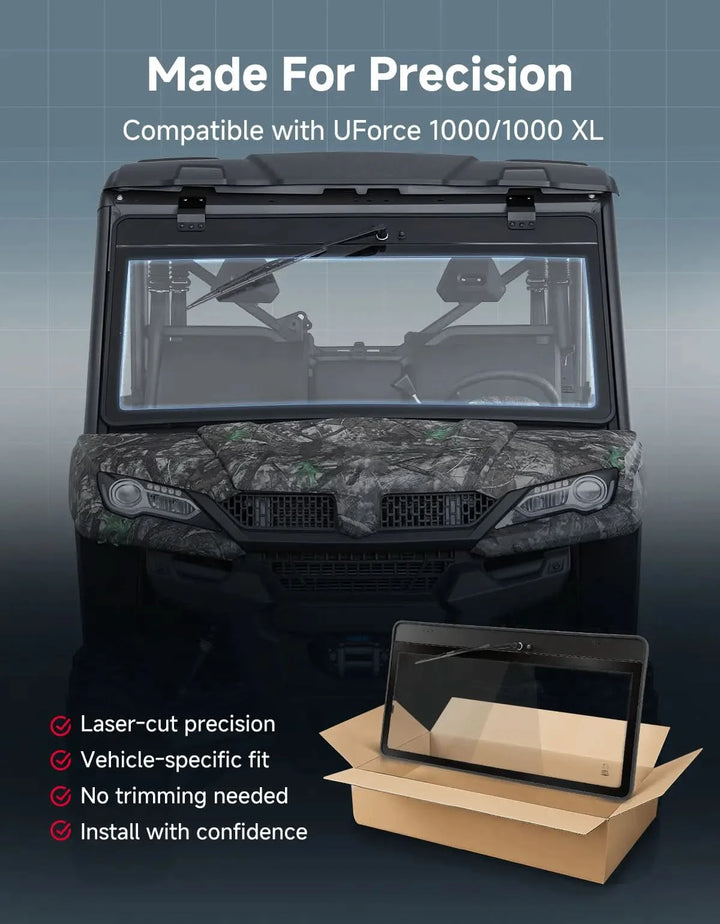 UTV 7mm Glass Windshield with Wipers  For CFMOTO UForce 1000/1000XL