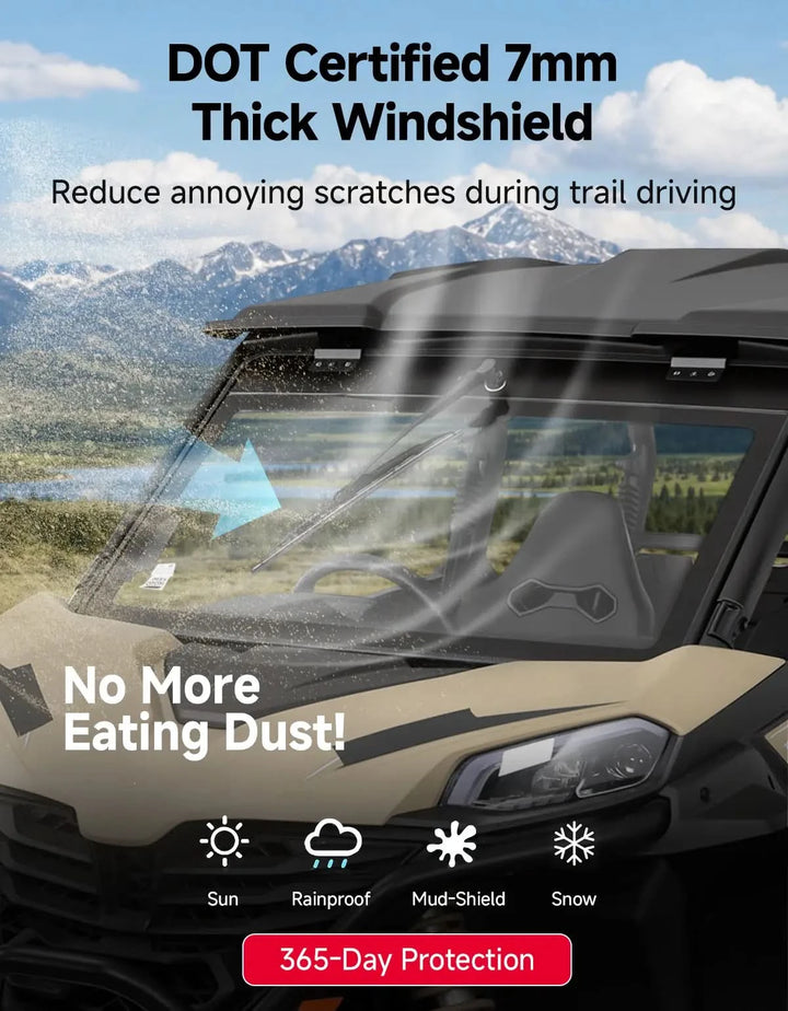 UTV Glass Windshield w/ Electric Wiper For Cfmoto ZForce 950 G2|800