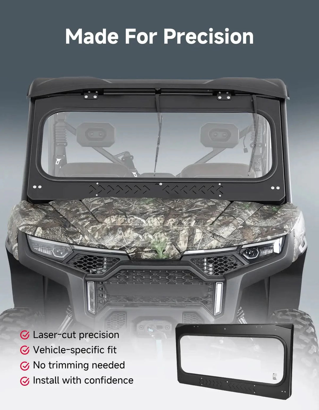 UTV Glass Windshield with Wipers For CFMOTO UForce U10