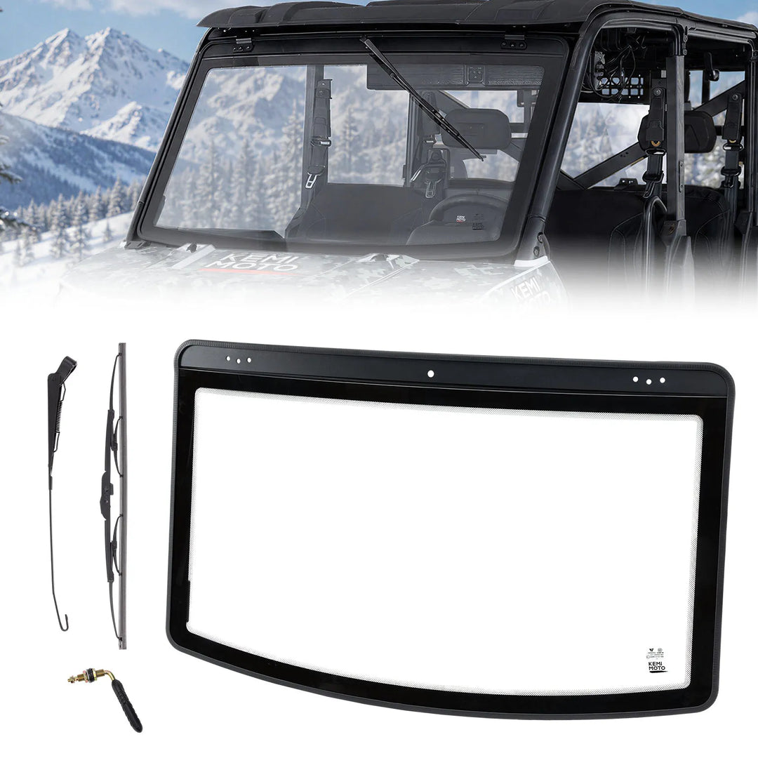 UTV 7MM Laminated Glass Windshield with Manual Wipers for Polaris Ranger 1000 / XP 1000 / 900 / XP 900 & Crew Models