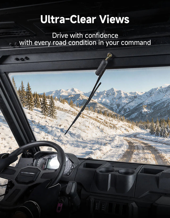 UTV 7MM Laminated Glass Windshield with Manual Wipers for Polaris Ranger 1000 / XP 1000 / 900 / XP 900 & Crew Models