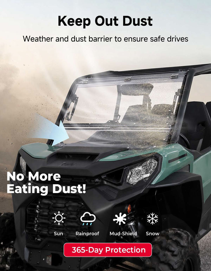 3-in-1 Flip Windshield Compatible with 2021-2026 Can-Am Commander
