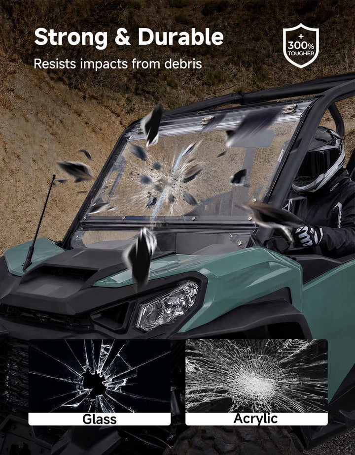 3-in-1 Flip Windshield Compatible with 2021-2026 Can-Am Commander