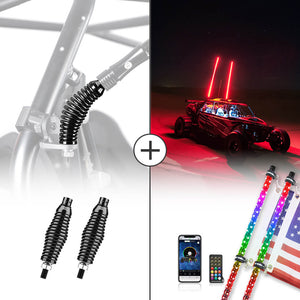 Elesovu 2PCS 2FT Fat Whip Lights With Spring Base, Thick LED With App & Remote Control, Spiral RGB Chasing Lighted Antenna With Rocker Switch, Music Light for UTV ATV Can-Am Truck Elesovu 2PCS 2FT Fat Whip Lights With Spring Base, Thick LED With App & Remote Control, Spiral RGB Chasing Lighted Antenna With Rocker Switch, Music Light for UTV ATV Can-Am Truck