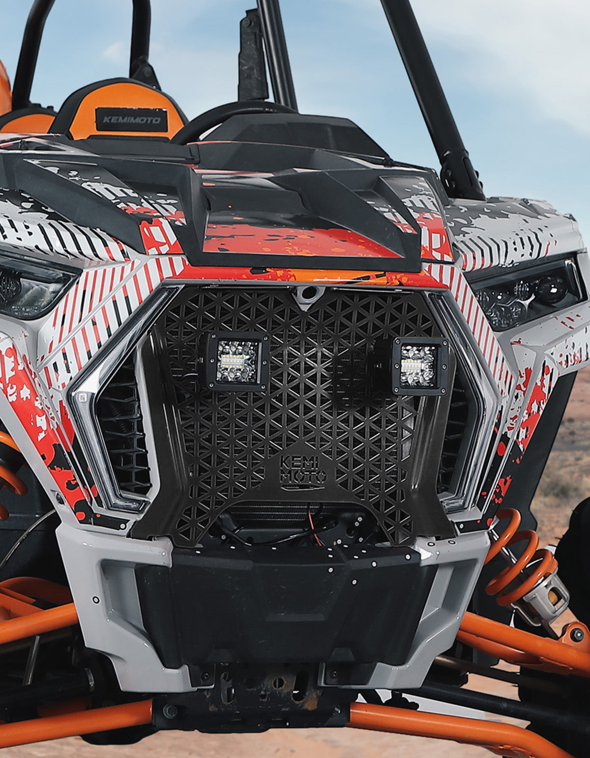 UTV Metal Front Grill Light for Polaris RZR XP 1000/Turbo - Kemimoto