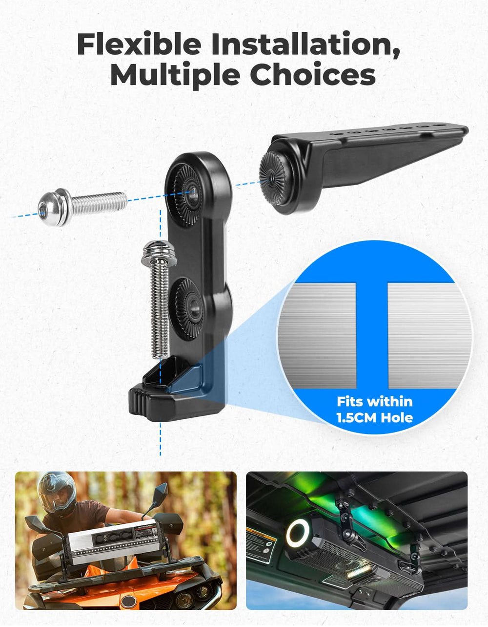 Midnight Soundbar Bracket for ATV UTV Golf Cart Marine Boat - Kemimoto