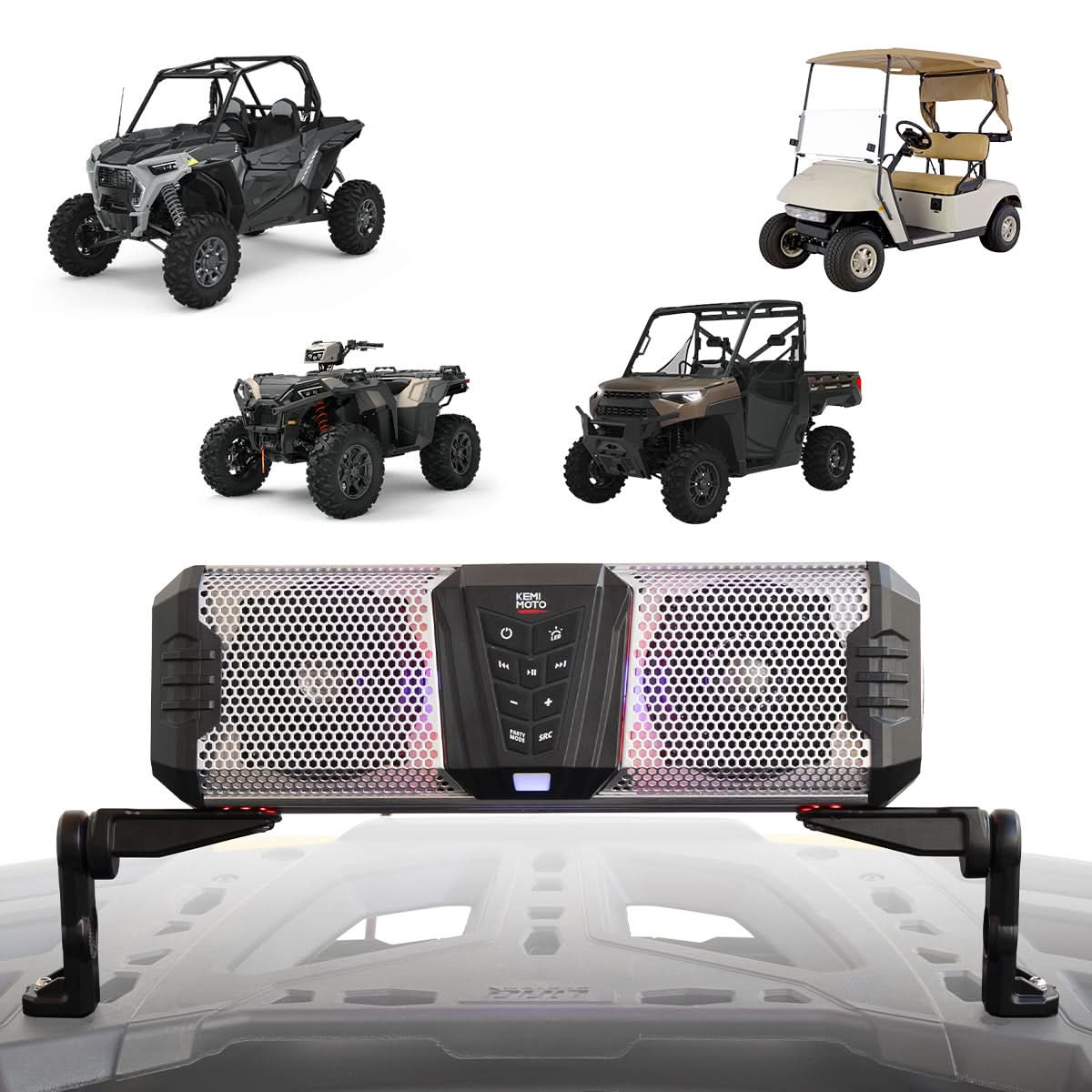 Midnight Soundbar Bracket for ATV UTV Golf Cart Marine Boat - Kemimoto