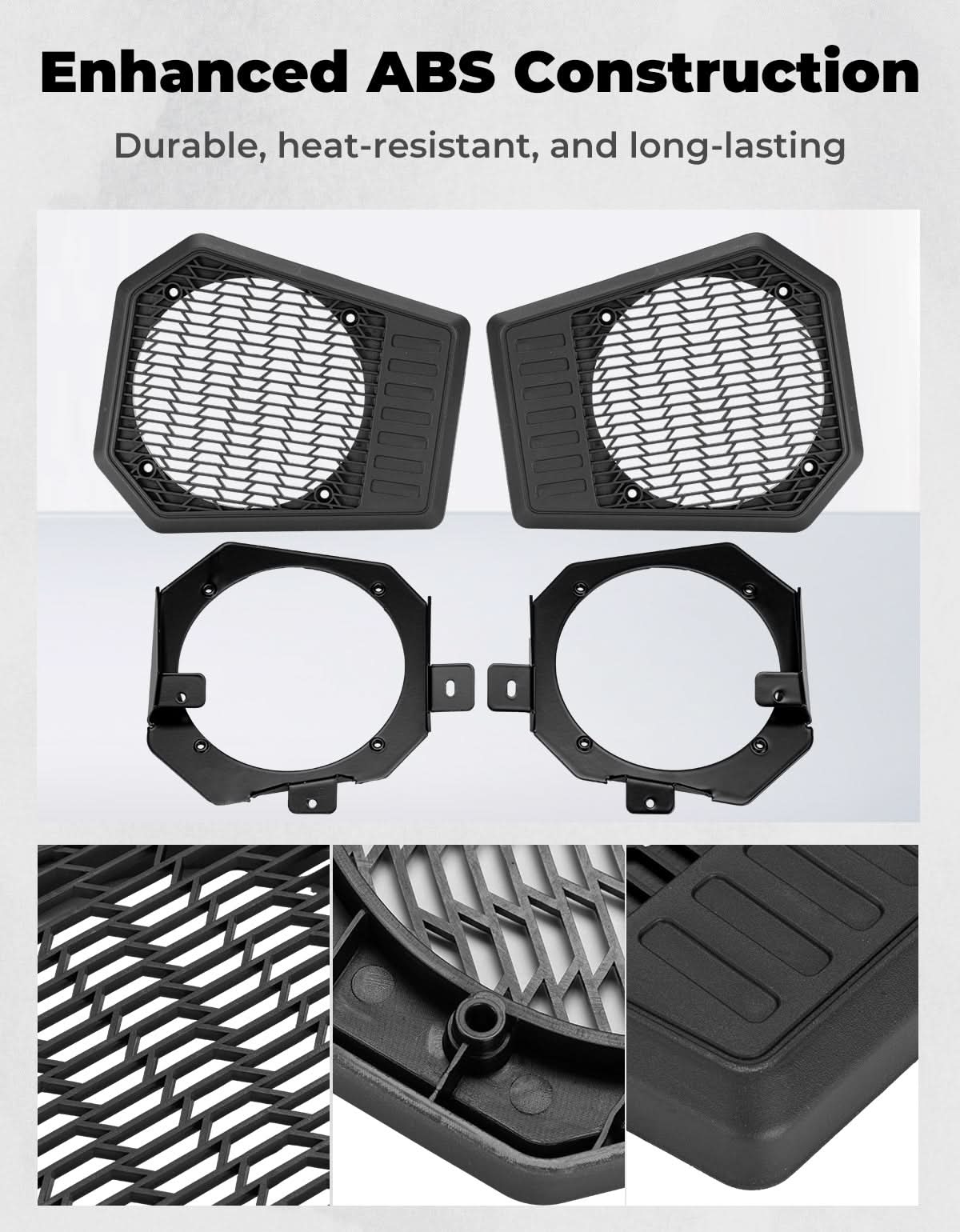 Rear Roof Speakers Pods Enclosures Holders for Polaris Ranger XP 1000/Crew 2018-2025 - Kemimoto