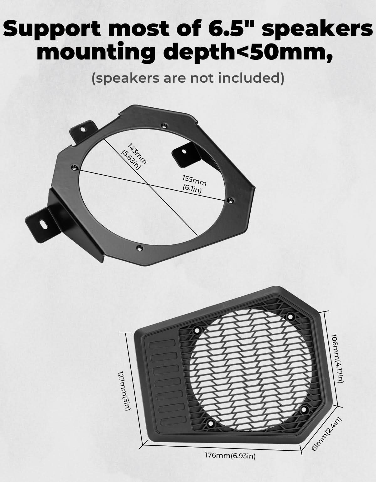 Rear Roof Speakers Pods Enclosures Holders for Polaris Ranger XP 1000/Crew 2018-2025 - Kemimoto