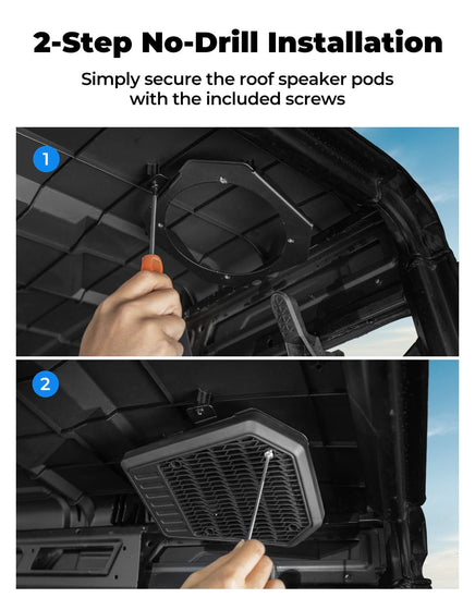 Rear Roof Speakers Pods Enclosures Holders for Polaris Ranger XP 1000/Crew 2018-2025 - Kemimoto