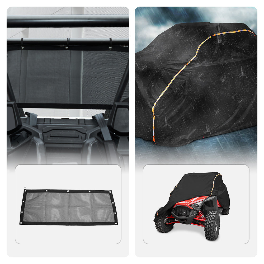 Soft Rear Window Net & Heavy Waterproof Cover Fit RZR PRO R/ RZR PRO XP