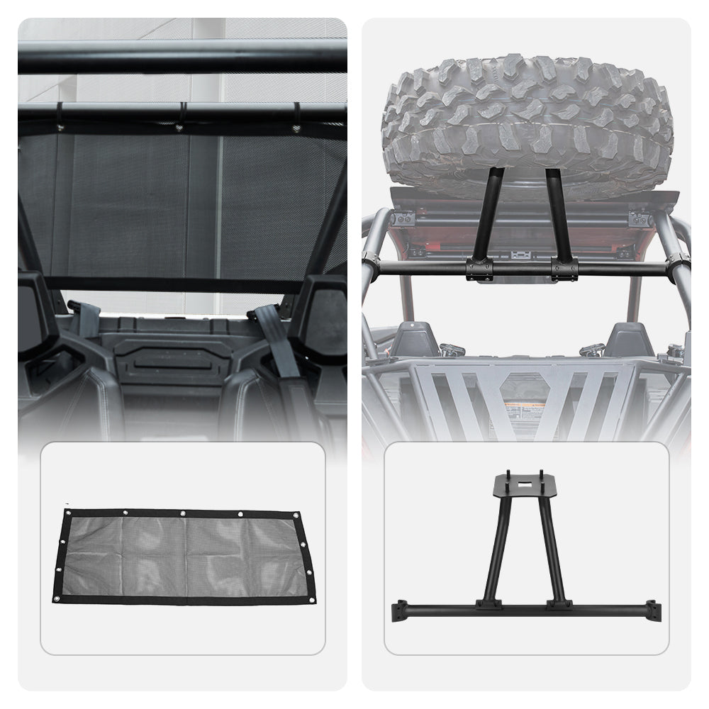 Soft Rear Window Net & Spare Tire Carrier Fit Polaris RZR PRO XP 2020-2023