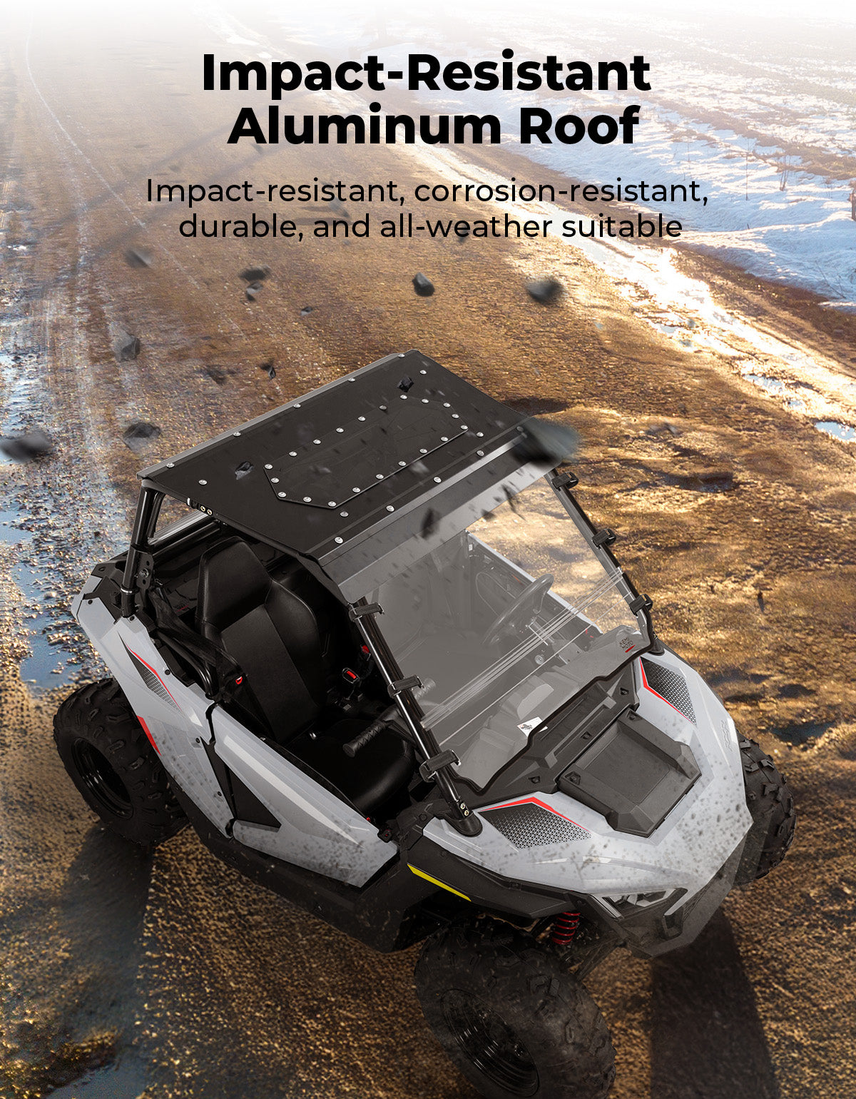 UTV Aluminum Roof with Fixed Sunroof for Polaris RZR 200 2022-2025 - Kemimoto