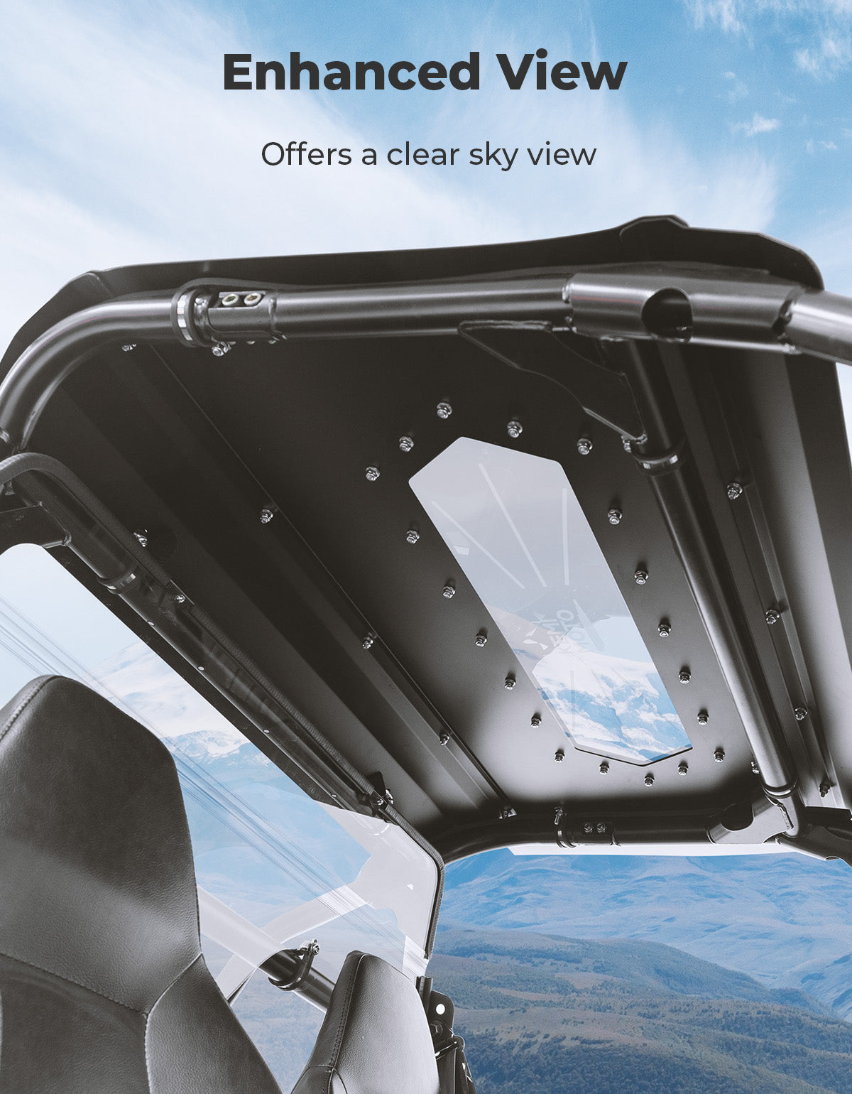 UTV Aluminum Roof with Fixed Sunroof for Polaris RZR 200 2022-2025 - Kemimoto