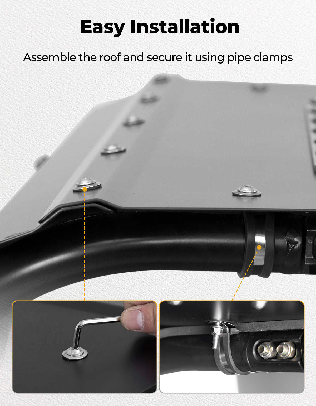 UTV Aluminum Roof with Fixed Sunroof for Polaris RZR 200 2022-2025 - Kemimoto