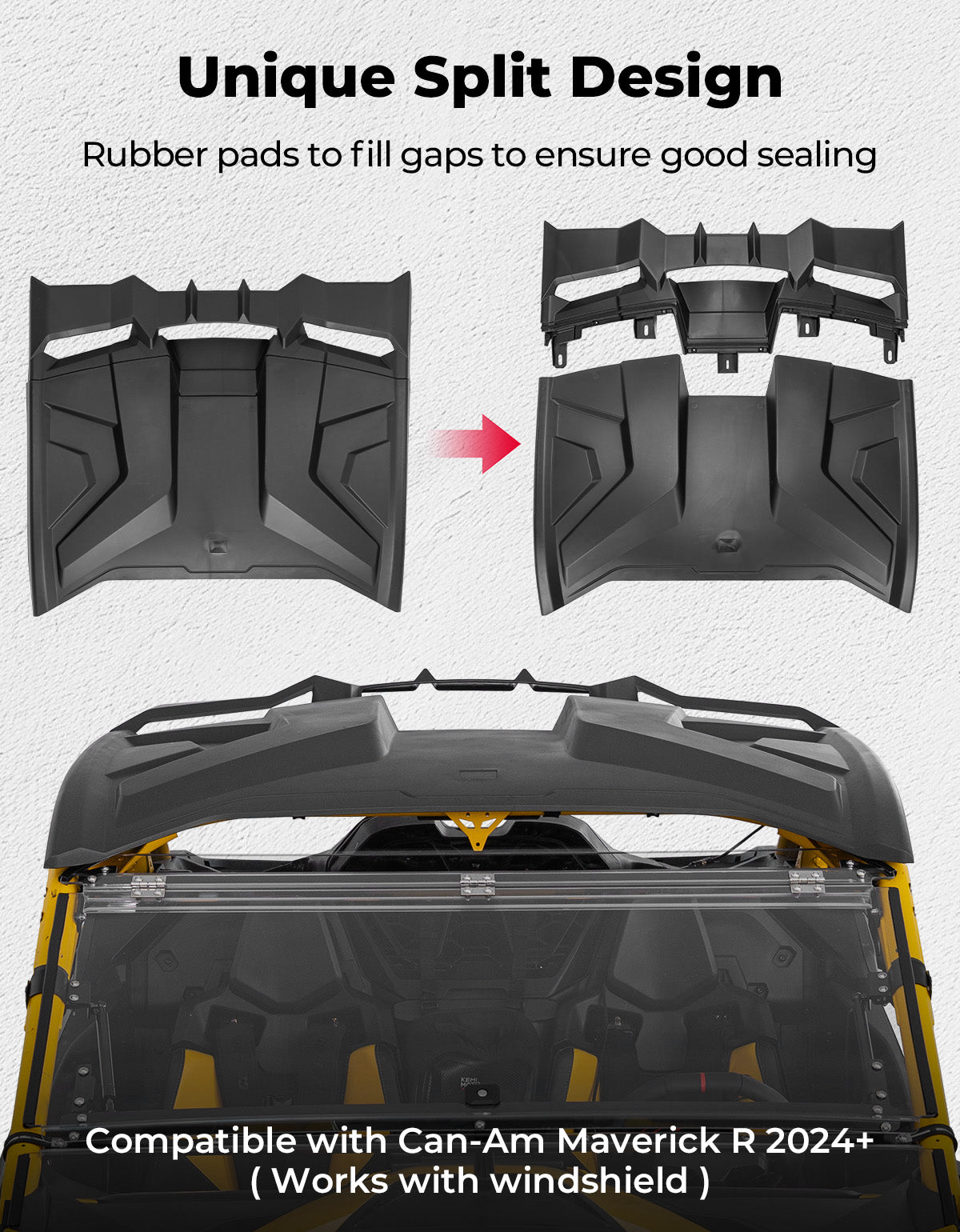 Roof For Can-Am Maverick R Plastic Waterproof Hard Roof Top – Kemimoto