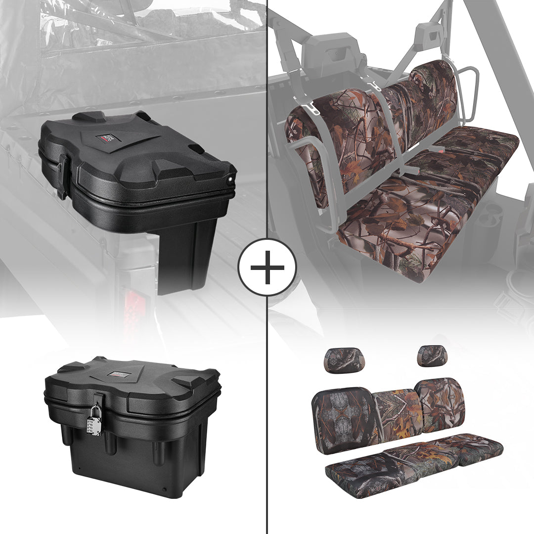 20L Cargo Storage Box & Camouflage Seat Cover for Ranger 1000/ XP 1000