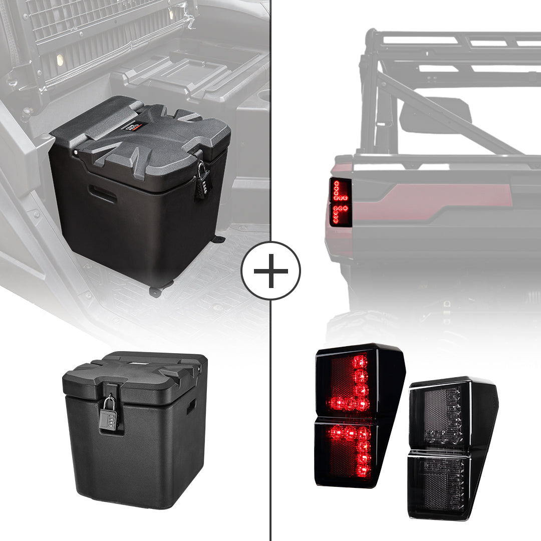 Under Seat Storage Box & Tail Light for Polaris Ranger