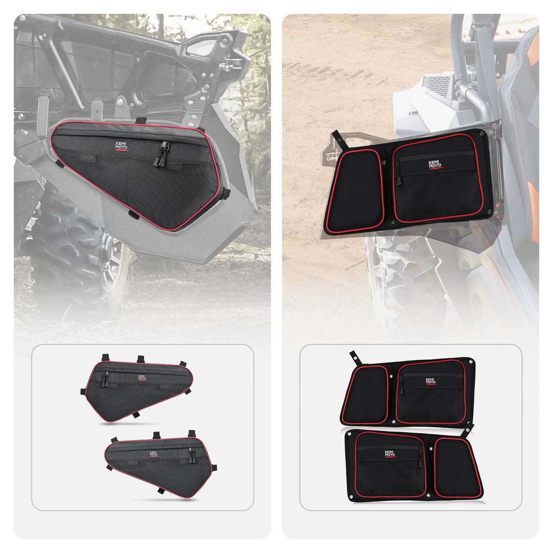 Lower Door Storage Bag & Rear Side Door Bags Fit Polaris RZR