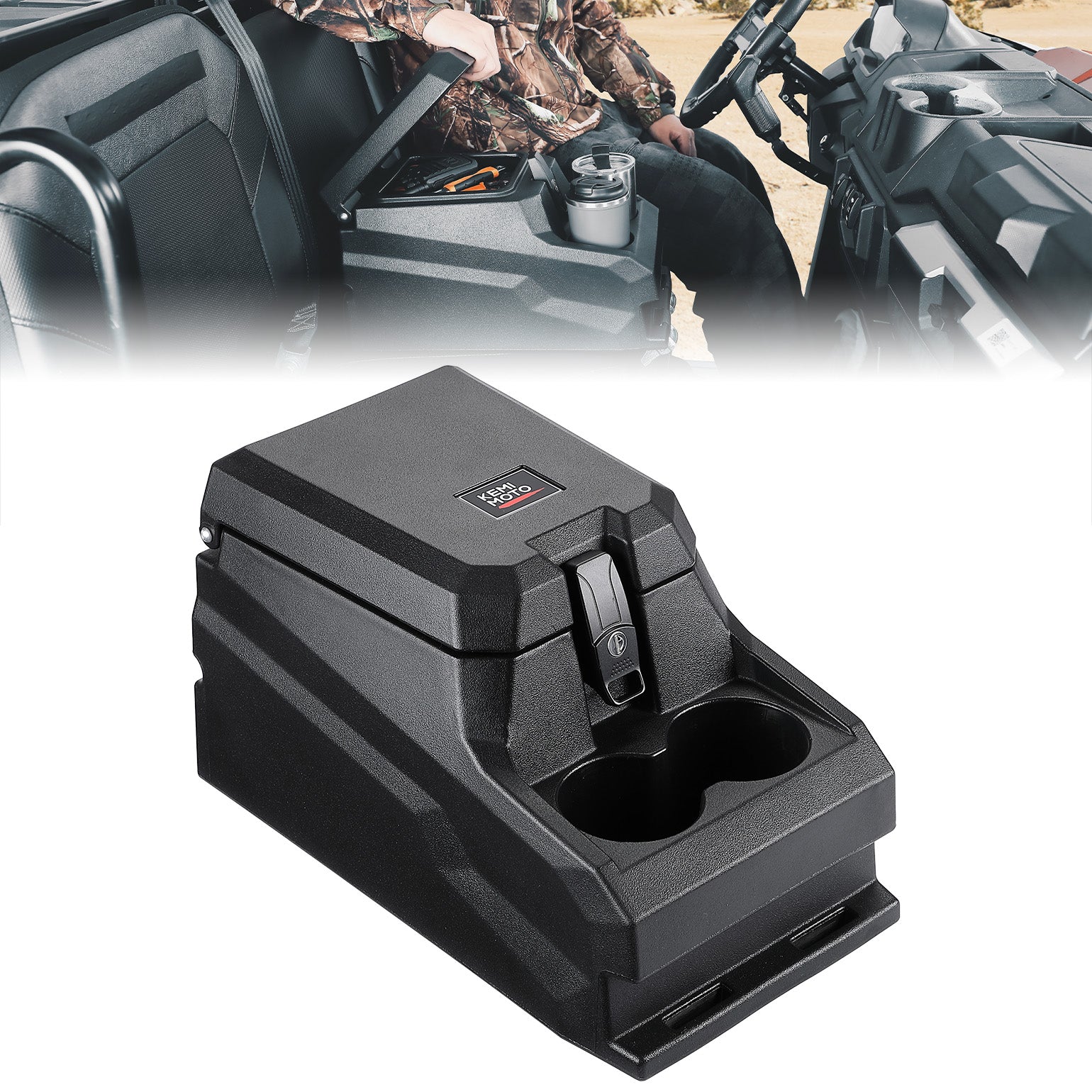 UTV Bench Seat Center Console Box for Polaris Ranger 1000/Crew 2020-2024 - Kemimoto