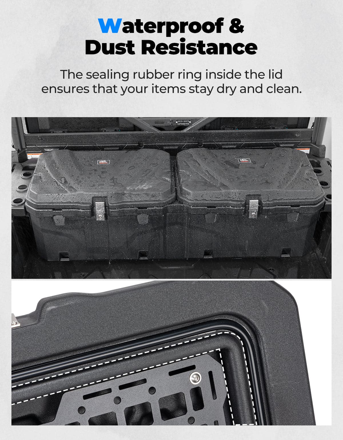 110L/29Gal UTV Bed Storage Box For CFMOTO Uforce 1000 | 1000XL - Kemimoto