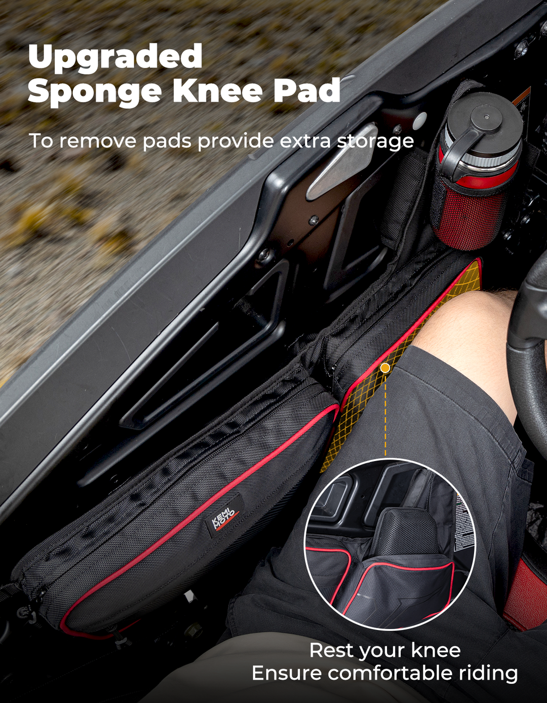 Upgraded sponge knee pad for vehicle interior with storage feature