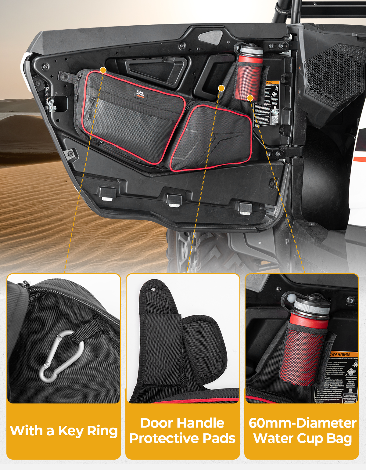 Polaris RZR door bags Red