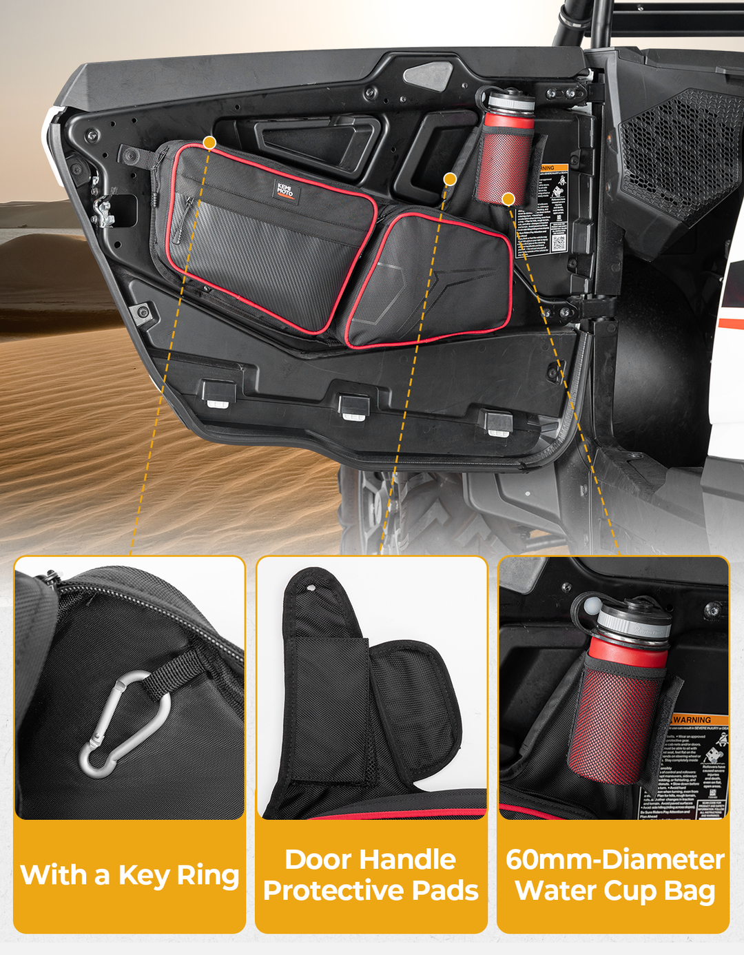 Polaris RZR door bags Red