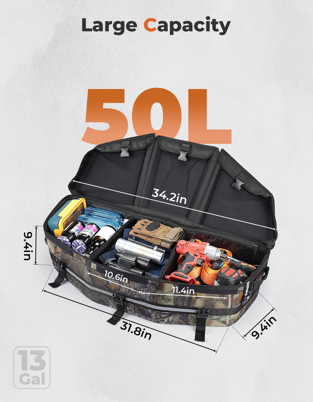 Camo Rear Storage Bag for Can-Am Maverick X3/MAX - Kemimoto