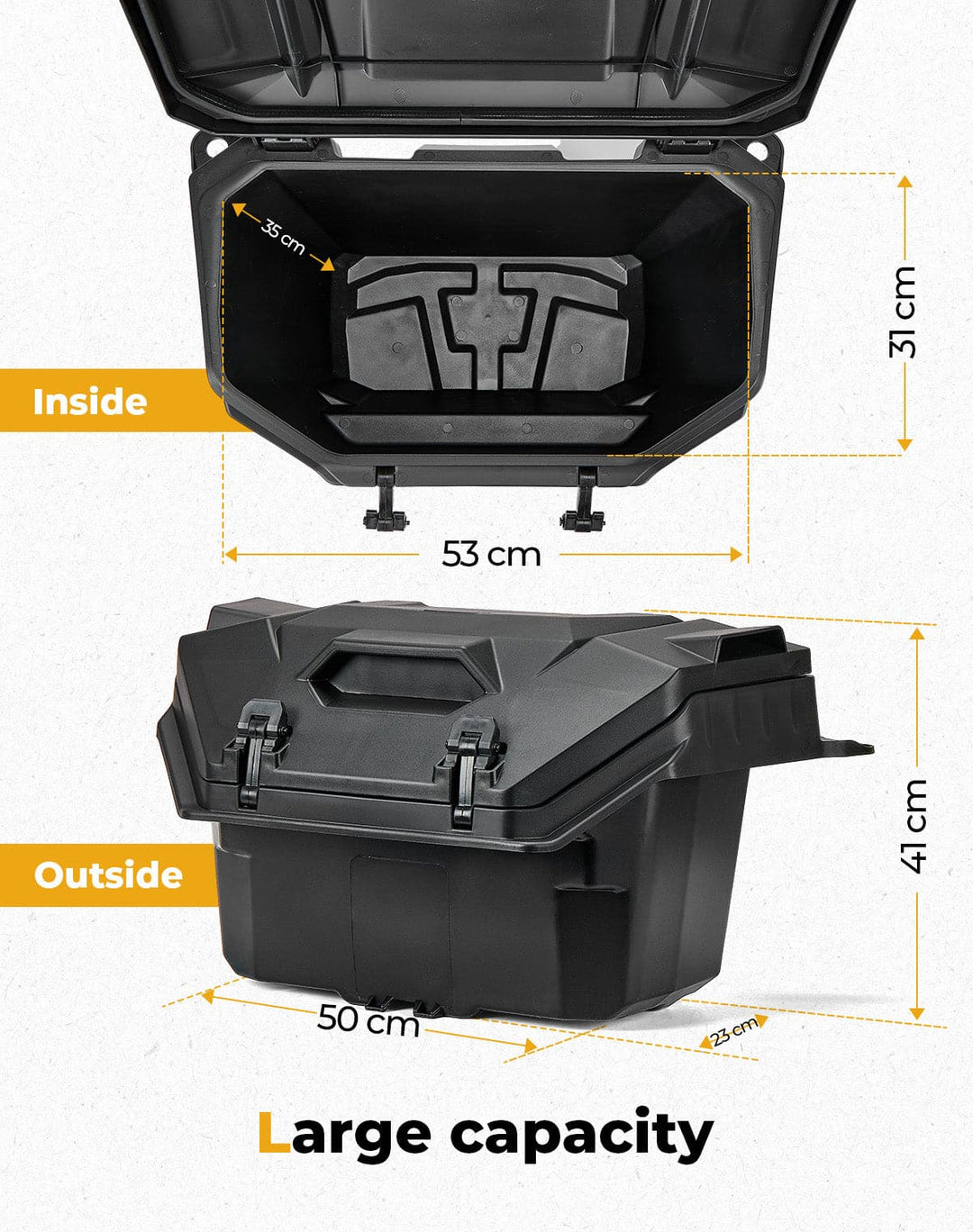 Rear Cargo Box 55QT for Polaris RZR XP 1000/4 1000 2024-2025 - Kemimoto