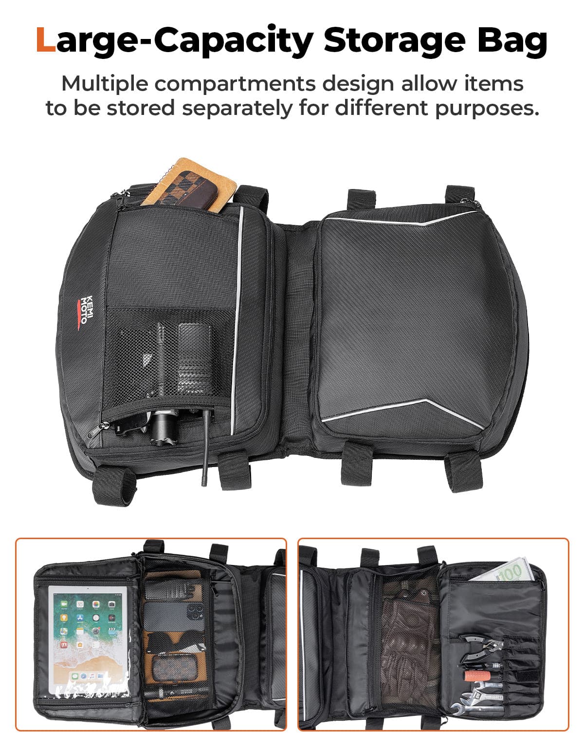 Roof Storage Bag with Tablet Holder for Can-Am Maverick X3 / X3 MAX - Kemimoto