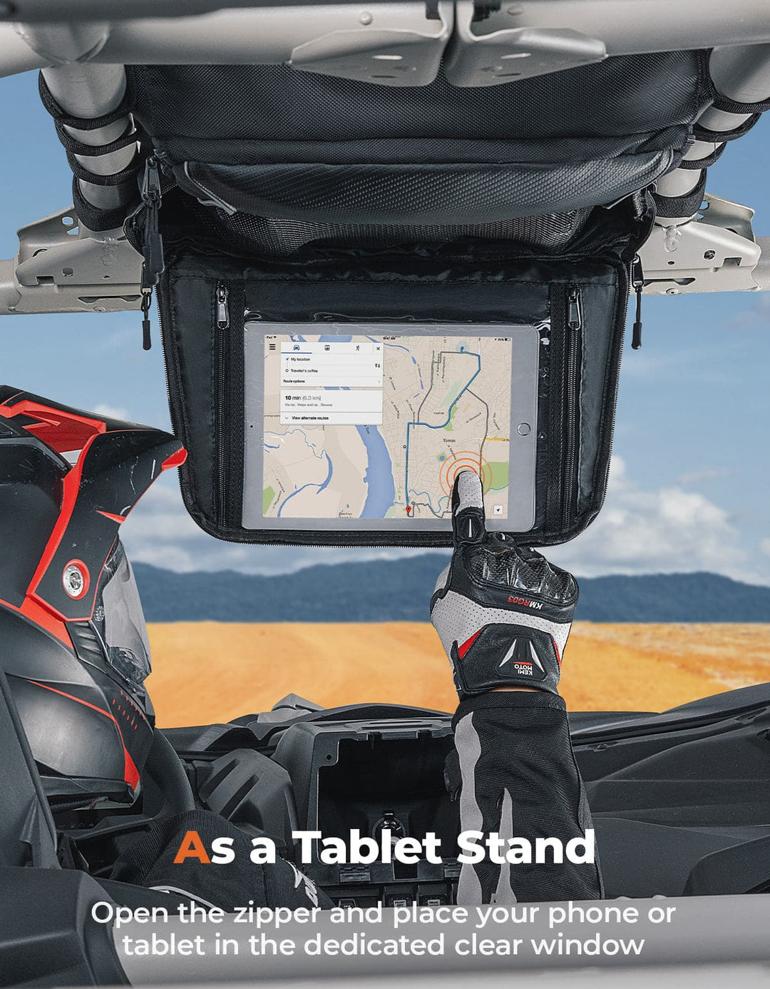 Roof Storage Bag with Tablet Holder for Can-Am Maverick X3 / X3 MAX - Kemimoto