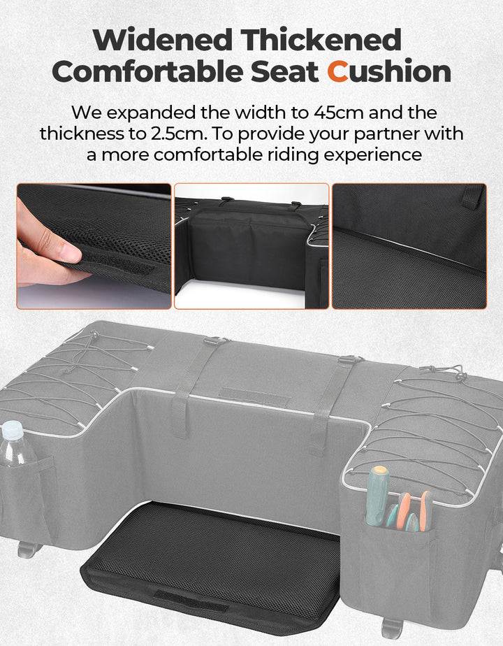 55L ATV Rear Storage Bags w/ Seat Cushion for Sportsman Scrambler TRX FourTrax - Kemimoto