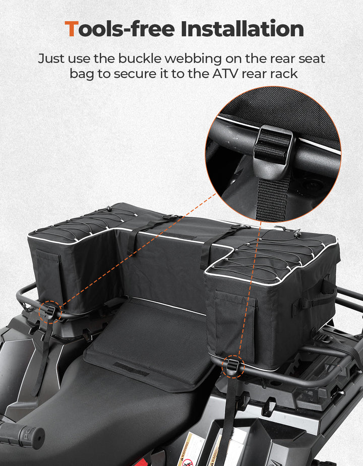 55L ATV Rear Storage Bags w/ Seat Cushion for Sportsman Scrambler TRX FourTrax - Kemimoto