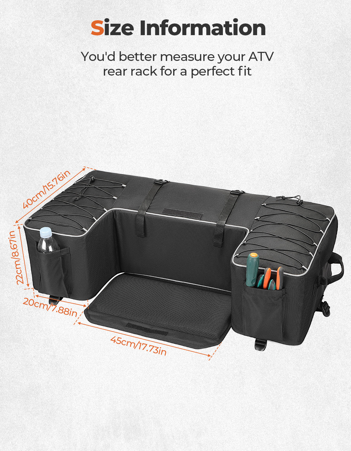 55L ATV Rear Storage Bags w/ Seat Cushion for Sportsman Scrambler TRX FourTrax - Kemimoto