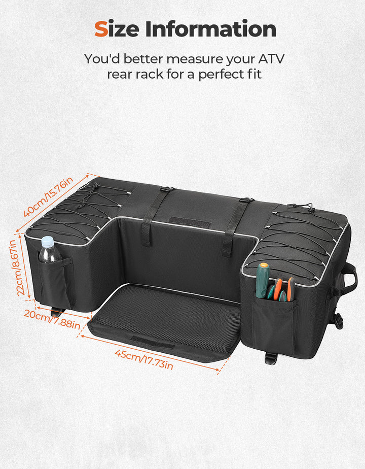 55L ATV Rear Storage Bags w/ Seat Cushion for Sportsman Scrambler TRX FourTrax - Kemimoto