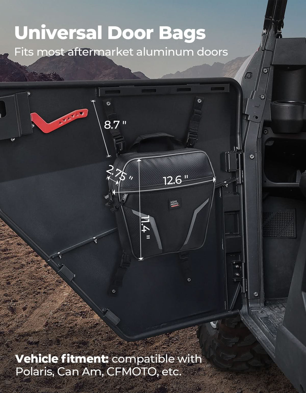Universal Door Storage Bags for Polaris RZR, Ranger, Can-Am, CFMOTO - Kemimoto