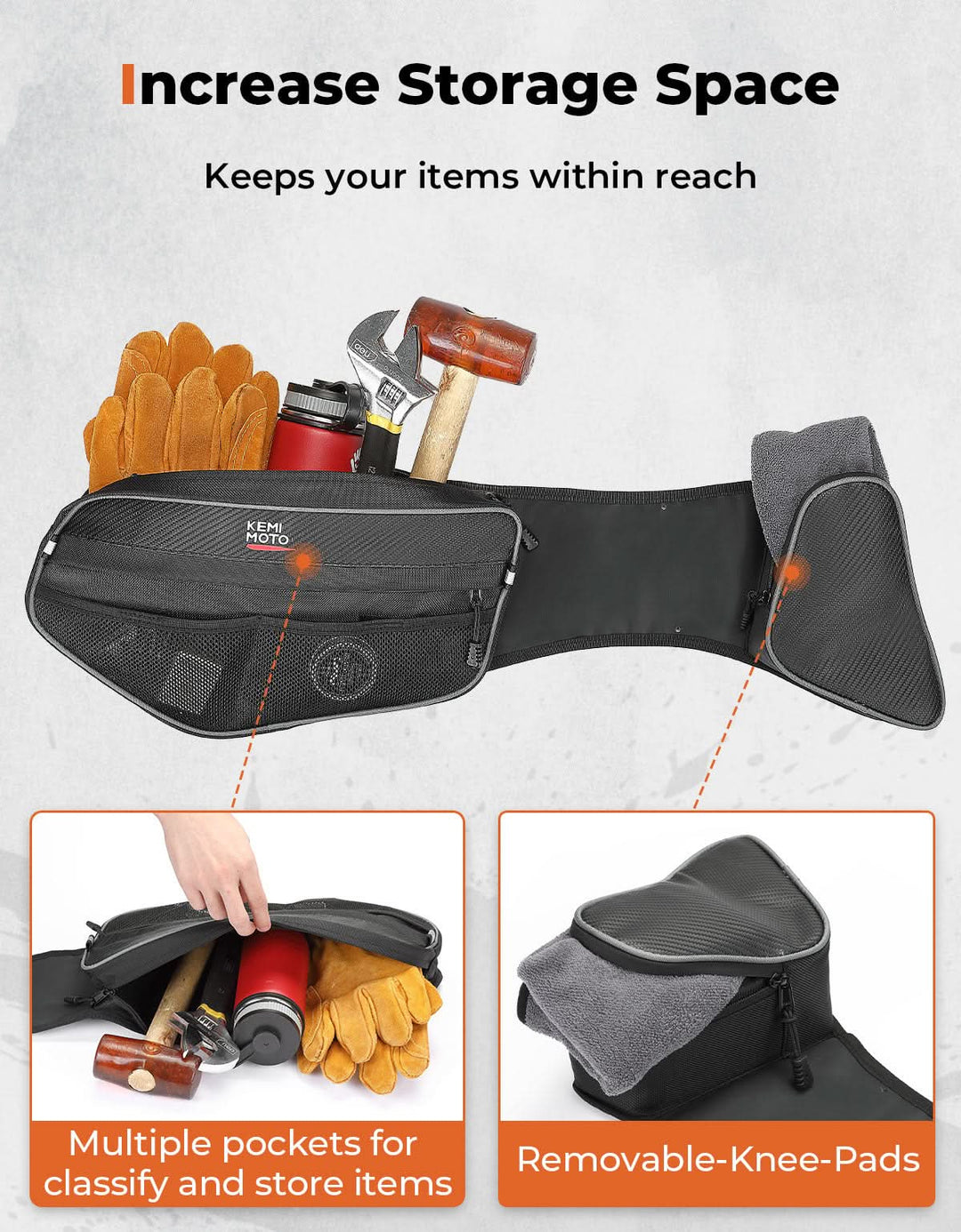 1Pair Door Bags with Knee Pads for Can Am Commander - Kemimoto