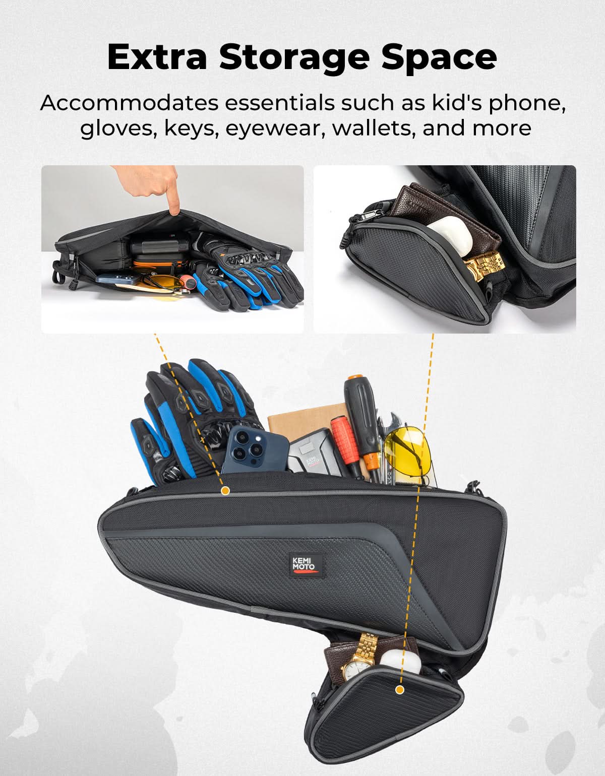 Door Bags 1680D Storage Bag with Knee Pads for Polaris RZR 200 EFI 2022-2025 - Kemimoto