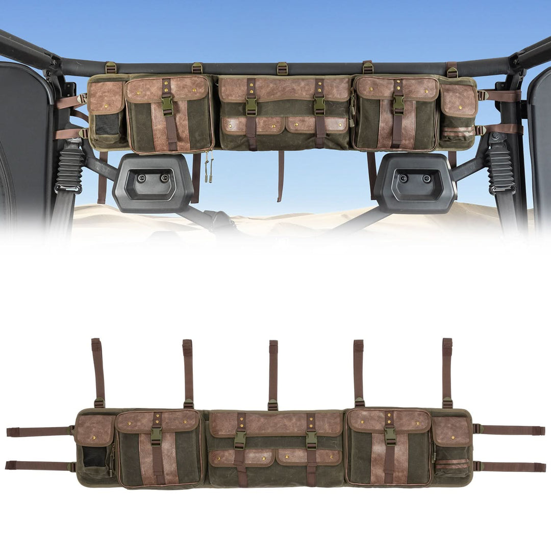 UTV Roll Cage Organizer Bag Leather for Ranger RZR Pioneer Talon Defender - Kemimoto