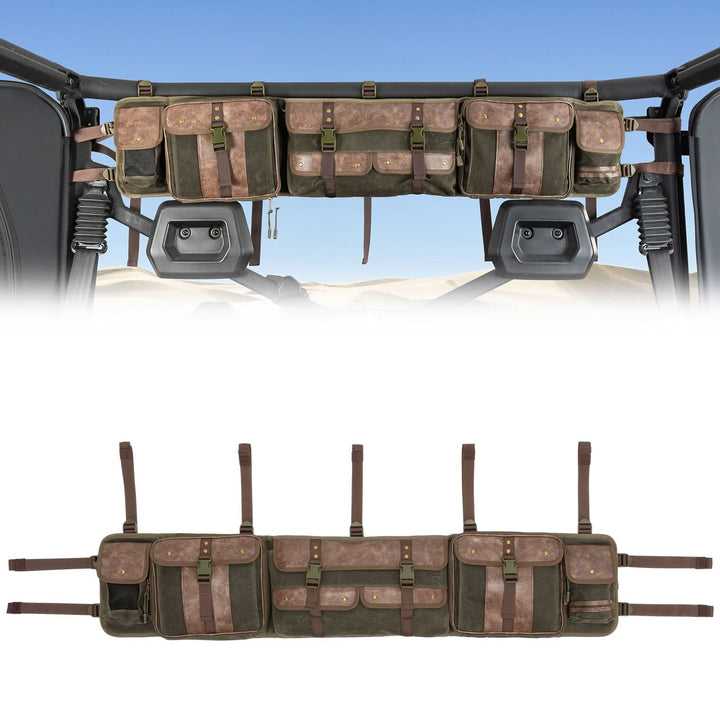 UTV Roll Cage Organizer Bag Leather for Ranger RZR Pioneer Talon Defender - Kemimoto