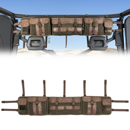 UTV Roll Cage Organizer Bag Leather for Ranger RZR Pioneer Talon Defender - Kemimoto