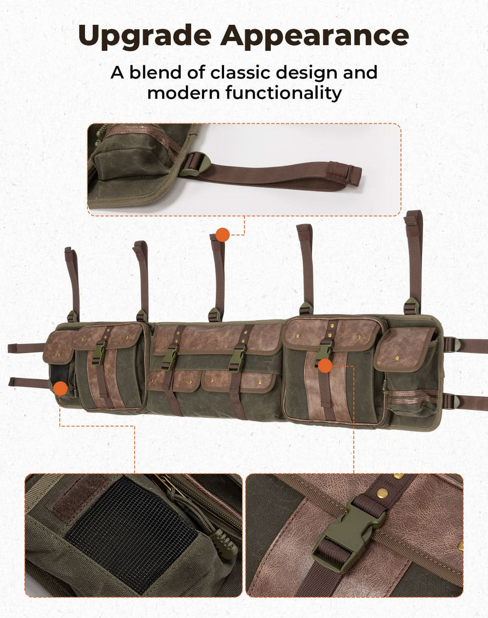 UTV Roll Cage Organizer Bag Leather for Ranger RZR Pioneer Talon Defender - Kemimoto